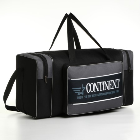 Sports bag with lightning, 3 outer pockets, black/gray color