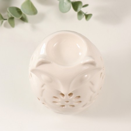 Ceramics candlestick for 1 candle "fox" white 7.5x7.5x11 cm-5