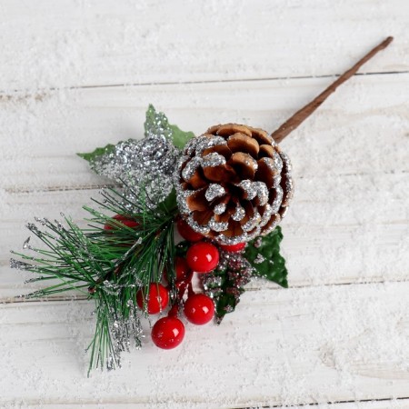 Decor "Winter charm" berries and needles, 20 cm