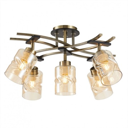 Ceiling chandelier Citilux "Merida" CL142154, 60x60x38 cm, 5x75W, E27, brown color