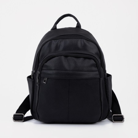 Women's backpack made of artificial leather with lightning, black color
