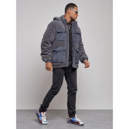 Plush jacket men's, size 48, gray color-2