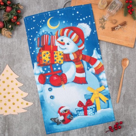 Towel "Dolyana" Snowman 35x60 cm, 100% HL, waffle canvas 162g/m2