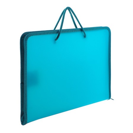 A folder with A4 handles, 230 x 185 x 25 mm, lightning around, plastic, PT-112, "office", tinted, turquoise color-1