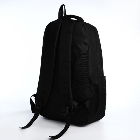 Young backpack from textiles with a zipper, 4 pockets, black/green color-3