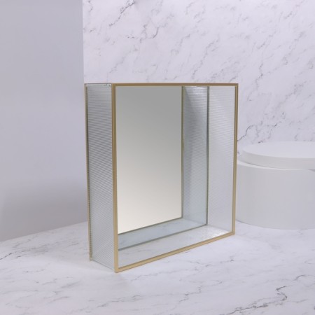 Organizer for storage "RipPles", glass, with a mirror -bottom, 1 section, 24 × 24 × 6 cm, transparent/copper color-4