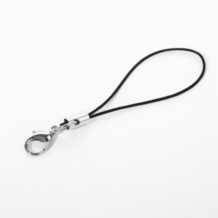 The base for a keychain on a thread, with a carbine, 1.2 × 0.7 cm, 6 cm, black/silver color-1