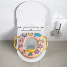 The toilet seat is a children's with the handles of the Dolyan 