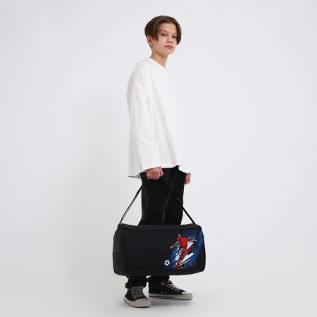 Children's sports bag for the boy "Football" with lightning, external pocket, black-7