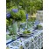 Mayolika tablecloth, size 140x220 cm, blue color