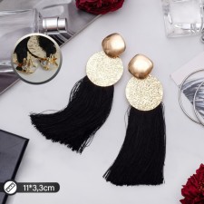 Earrings Assorted Hindi's Brushes, black color in gold, l brush 6.5 cm