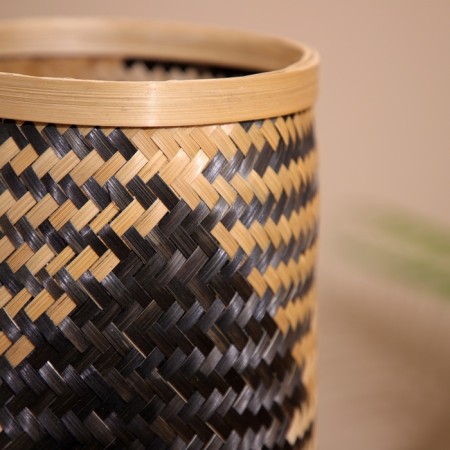 Basket with a covered lid, from bamboo 20x20x42 cm-3