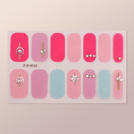 Flood stripes for manicure, 14 pcs, pink/lilac/blue color-3