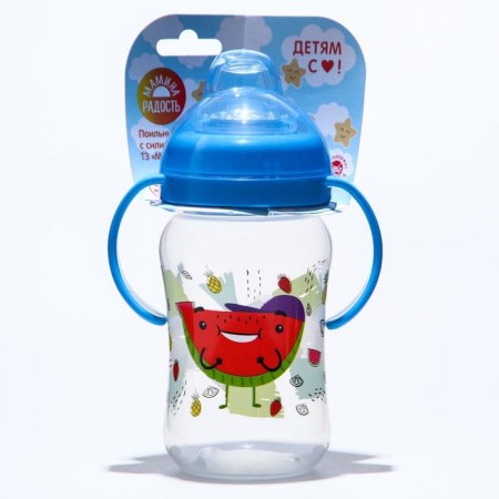 Drunker - children's impotion with soft nose "Fruits", 270 ml., With handles, color mix-10