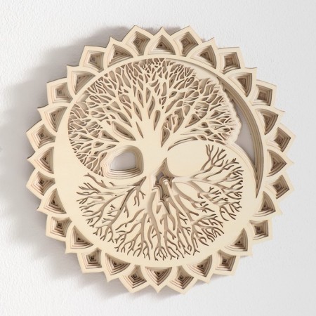 Panel Interior tree "Mandala and Tree of Life" Cream-white 30x5.5x30 cm-1