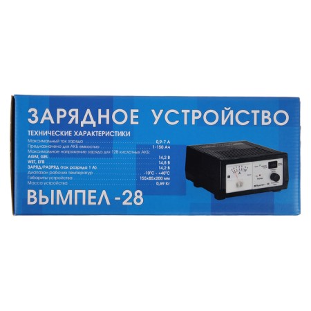 Charger of the battery vimpel-28, 7 a, 12 V, arrow ammeter-7