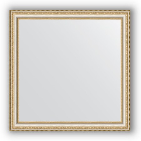 Mirror in the baguette frame - gold beads on silver 60 mm, 75 x 75 cm, evoForm