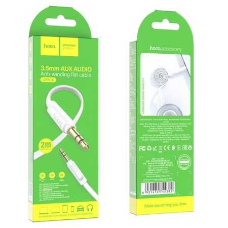Hoco UPA16, Jack 3.5 mm (M) cable - Jack 3.5 mm (M), 2 m, TPE, white-3