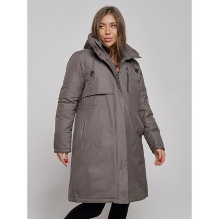 Coat insulated winter female, size 48, dark gray color-10