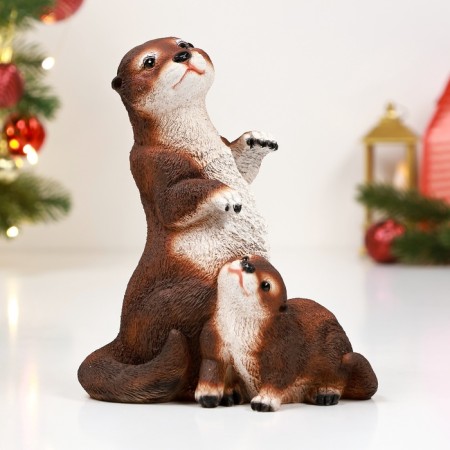 Garden figure "Otter with the baby" 17x12x20cm-3