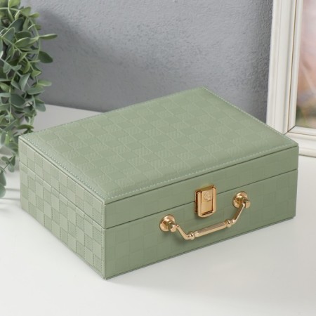 Casket to the leatherette for jewelry "Case. Chess" Green 17.5x24x9 cm