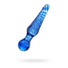 Sexus Glass bilateral phallimitator, glass, blue, 17 cm