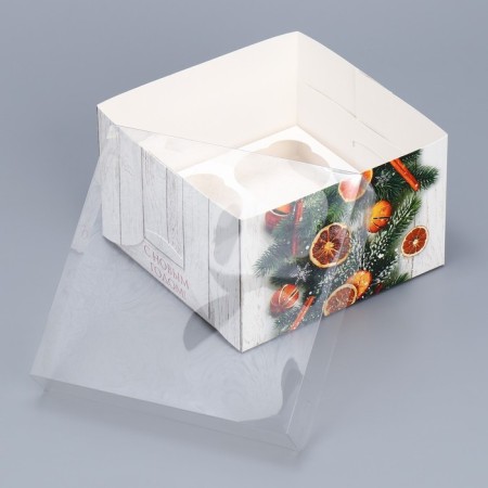 Capcake box "needles, cinnamon, orange", 16 x 16 x 10 cm, new year-5