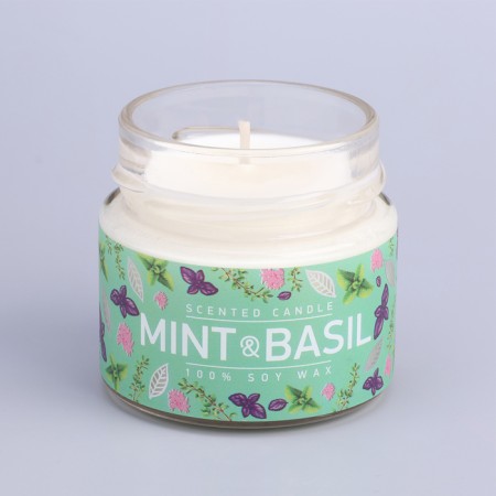 Aromatic candle in the jar "Basil and Mint", Envisor Wax, 80 g-4