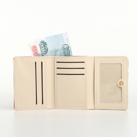 Women's wallet on the button, red color-4