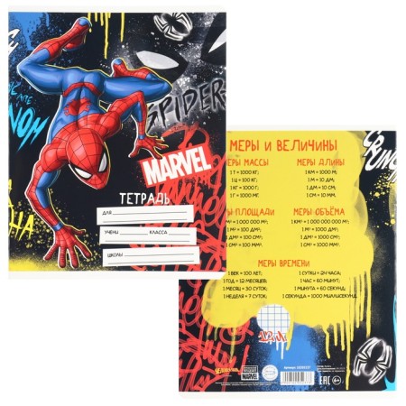 Notebook in a cage 12 sheets, 5 types of mix, cover coated cardboard, spider-man-6