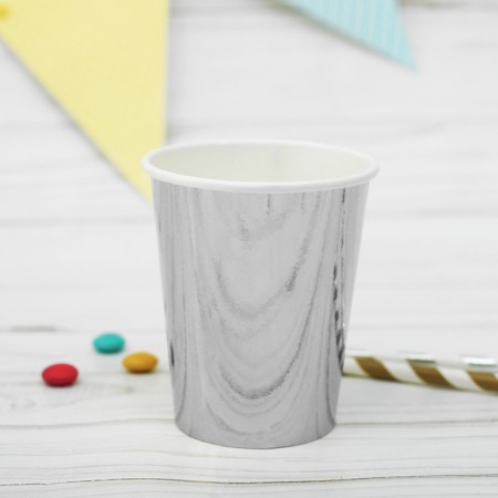 Paper glasses, set 6 pcs., 250 ml, silver color