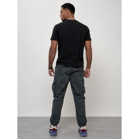 Cargo jeans male, size 50-52, dark gray color-5