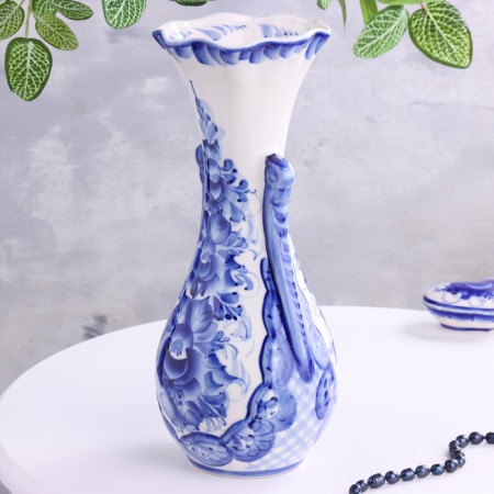 VAZ Gzhel "Katerina", white-blue, ceramics, 37 × 14 cm,-2