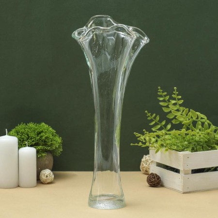 Vase "Wave" h 400 mm. From transparent glass (without decor)-1