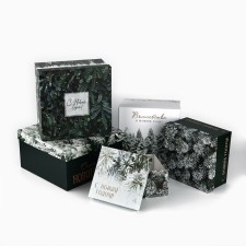 A set of gift box 5 in 1 “Snow Winter”, 14 x 14 x 8–22 x 22 x12 cm, New Year