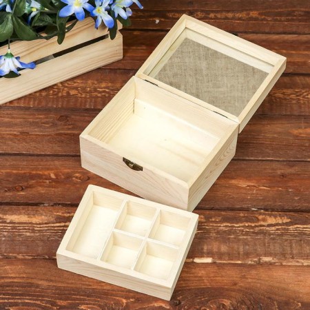 Casket Wood for painting with a box with a "chest" 16x13x7 cm-2