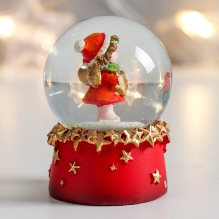 Souvenir Polystone Water Ball "angel in red with a star" 4.5x4x6.5 cm-2