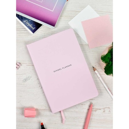 School School A5 80 sheets "pink", solid cover of artificial leather, foil embossing, liesse, reference material, block 70 g/m2-2