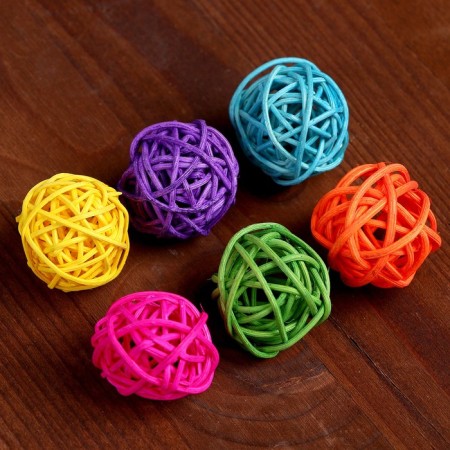 Decorative ball from the vine, set of 6 pcs., Size 1 pc. - 3 cm, color mix-1