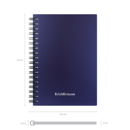 Notebook A6 (102 x 146 mm), 80 sheets in a cage on the Erichkrause Total Blue spiral, plastic cover, offset unit, white 100%, blue-5