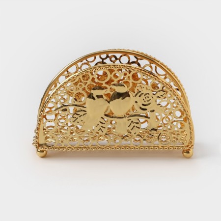 Decorative napkin "Birds", 15 × 4 × 8.5 cm, gold color-2