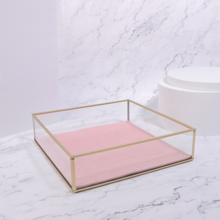 Organizer for storage "Pink RipPles", glass, 1 section, 24 × 24 × 6.5 cm, transparent/copper/pink color-3