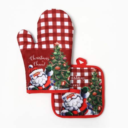 New Year. Kitchen set 2 predsmodolyan Christmas grade 17*17cm, mittens-output 26*16 cm, 100%p/e
