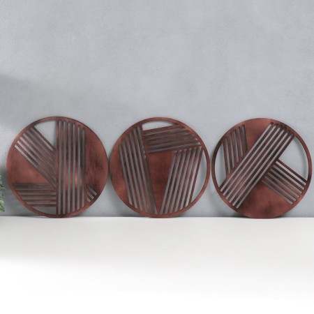 Panel Interior Tree Tree "Geometry. Circles" Brown set 3 pcs 30x30 pcs