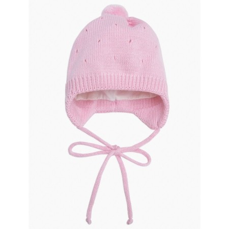 A cap on ties with a pompom Children's Amarobaby Pure Love Cutie, with a lining, size 46-48 cm, pink color-3