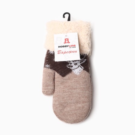 Women's mittens, beige color, size 18-20 (7-8)-3