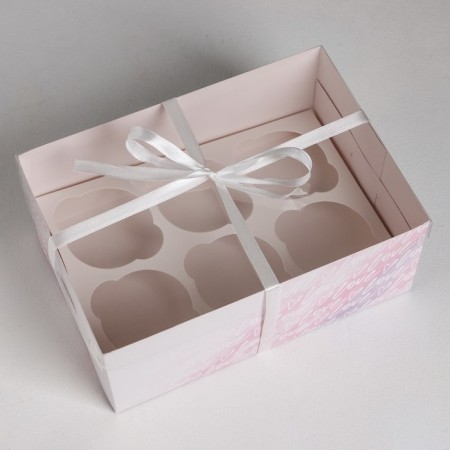 Capcake box, confectionery packaging, 6 cells "Love", 23 x 16 x 10 cm-1