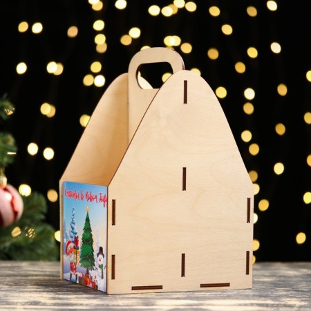 Box for beer "Happiness in the new year!" Dark background-2
