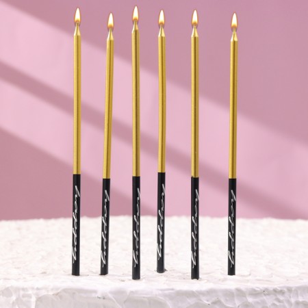 Candles in the cake "Holiday", 6 pcs, 14.5 cm, gold with black-5