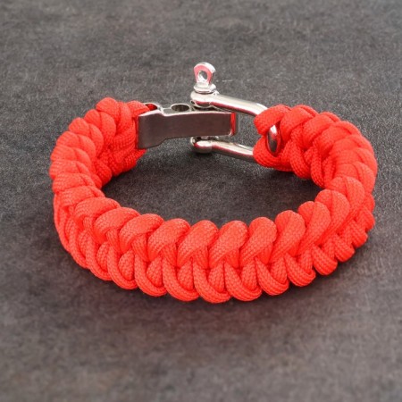 Bracelet-pair with a metal fastener 23cm, paracord 3 m, red